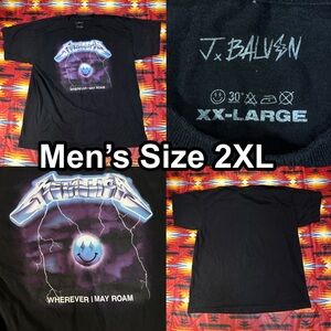 J Balvin X Metallica Wherever I May Roam Album Tee Black T-Shirt Adult Size 2XL
